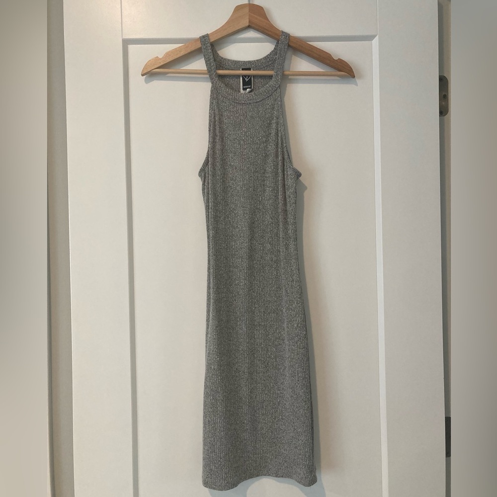 Gray Midi Dress Form Fitting Cozy ☁️ High Neck